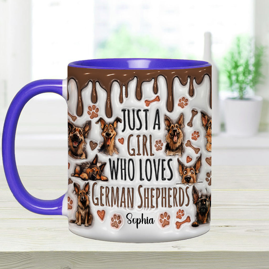 Just A Girl Who Loves German Shepherds - Personalized German Shepherd Dog Accent Mug