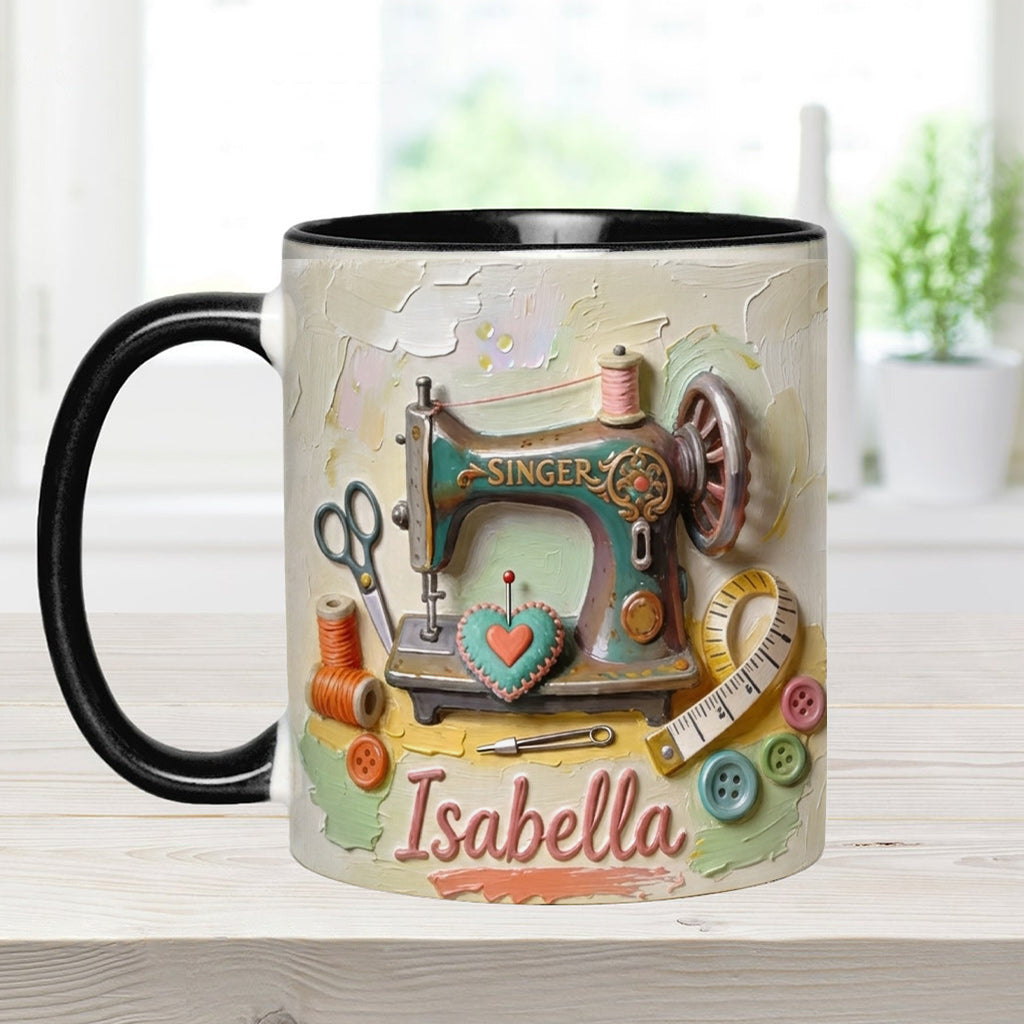 Just a Girl Who Loves Sewing - Personalized Sewing Accent Mug & Coaster