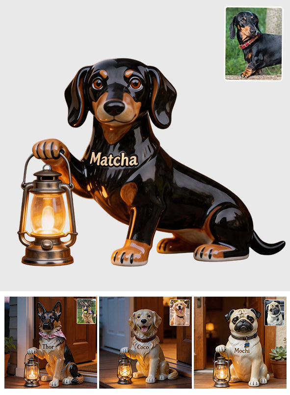 Always Waiting For You - Personalized Dog Solar Acrylic Light