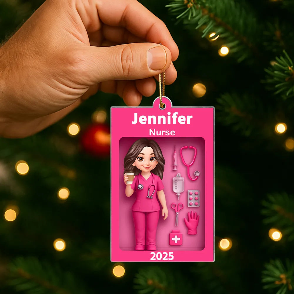 Personalized Nurse Acrylic Ornament Toy-Box Style, Custom Gift For Nurses & Coworkers, Cute Christmas Tree Decor
