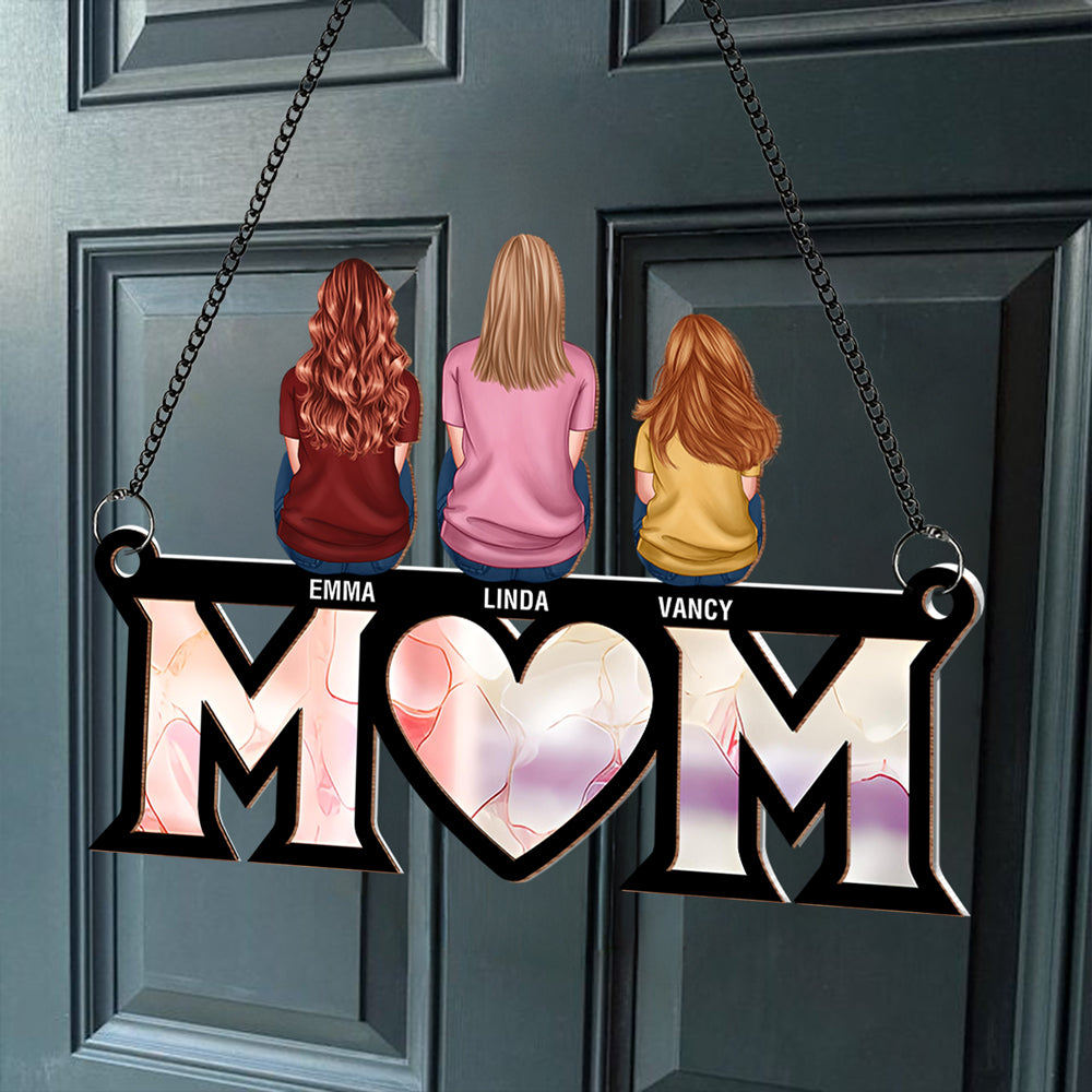 Custom Wood & Acrylic Ornament with Heartwarming Mother-Kids Design