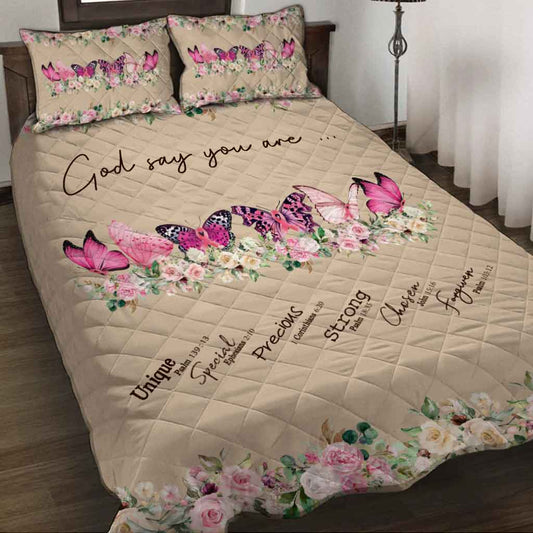 God Says You Are  - Breast Cancer Awareness Quilt Set 072021