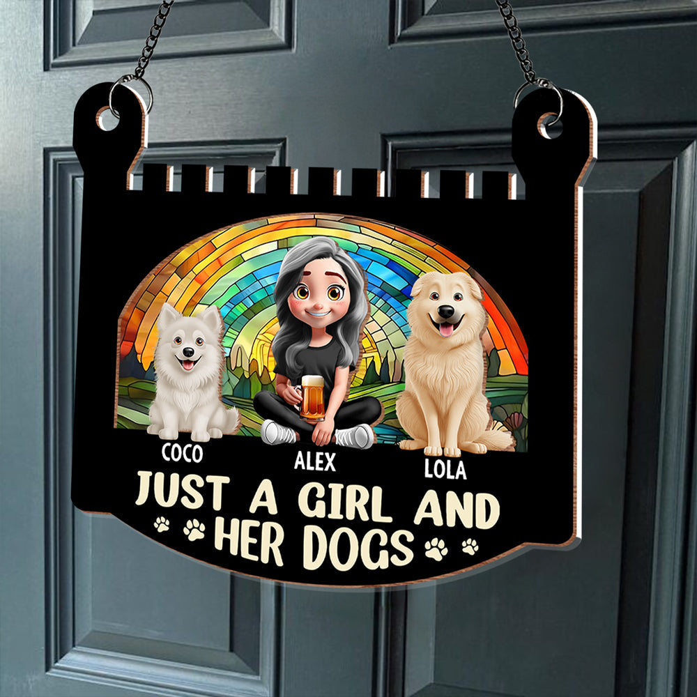 Personalized Girl & Dog Acrylic Ornament - Custom Wood Layered Gift