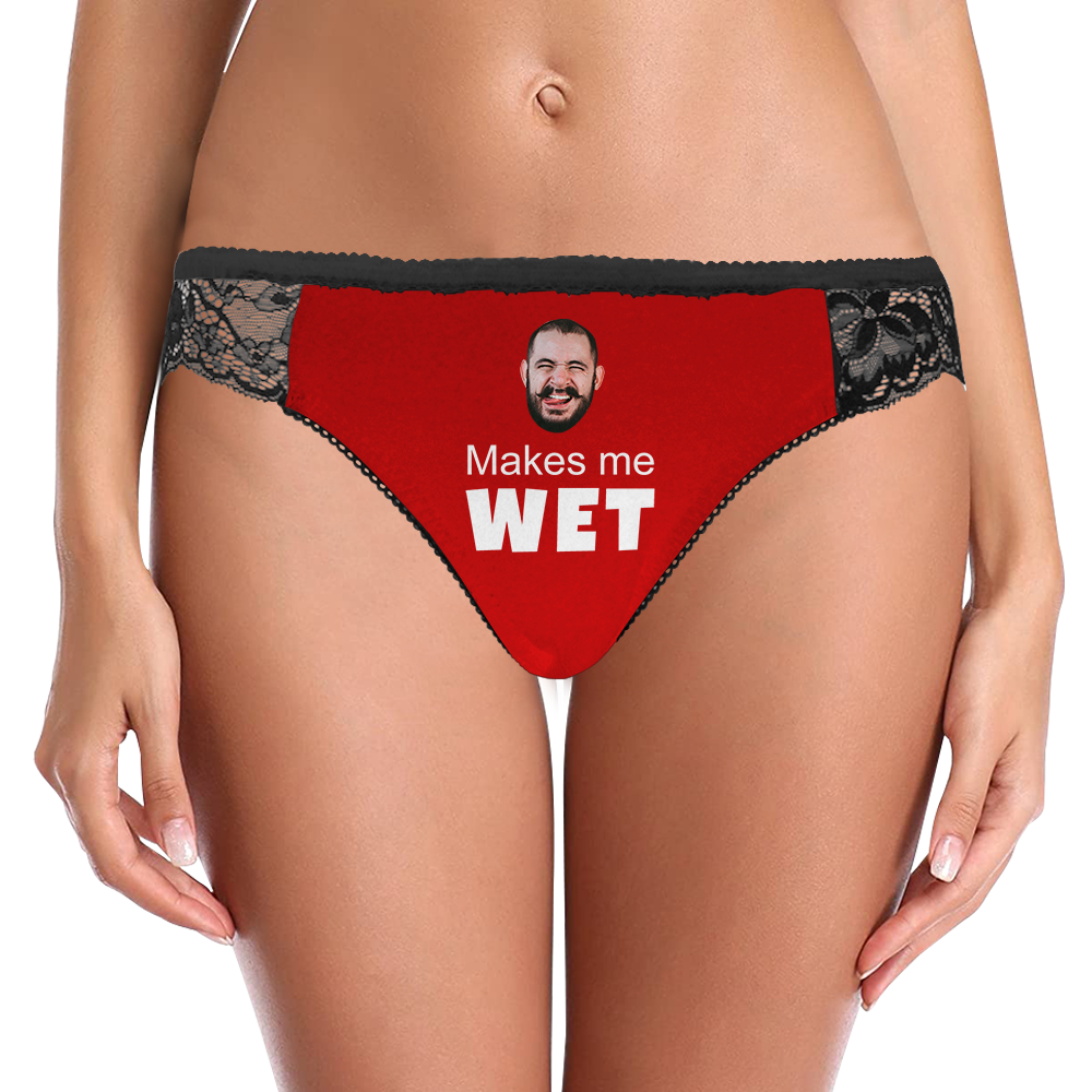 Custom Face Women Lace Sexy Panty - Personalized Couple Black Lace Panties