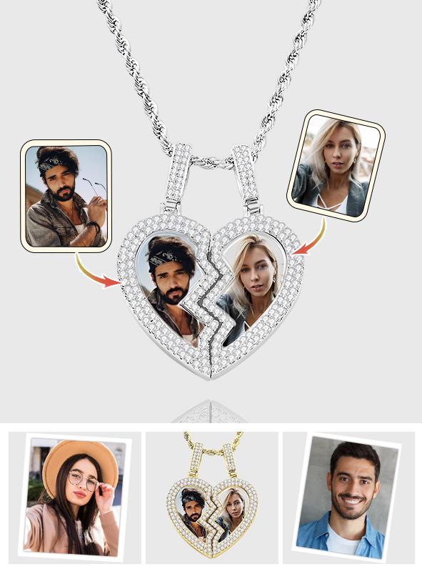 I Love You Forever - Personalized Couple Black Filter Photo Necklace