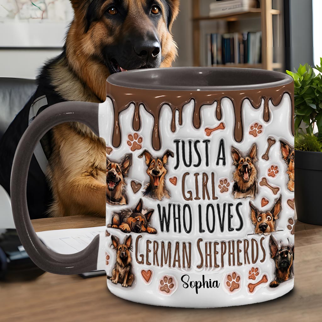 Just A Girl Who Loves German Shepherds - Personalized German Shepherd Dog Accent Mug