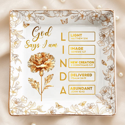 Jewelry Dish with Floral Scripture Design, Elegant Keepsake, Perfect Gift for Women
