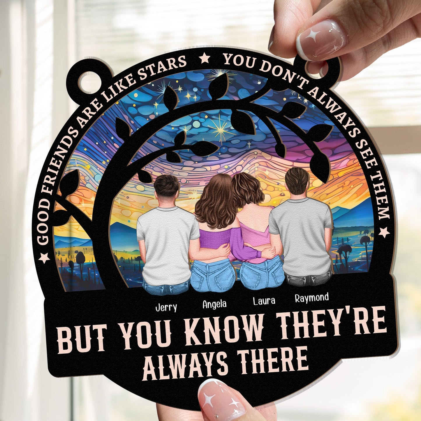 Good Friends Are Like Stars – Personalized Wood and Acrylic Layered Ornament, Gift for Best Friends