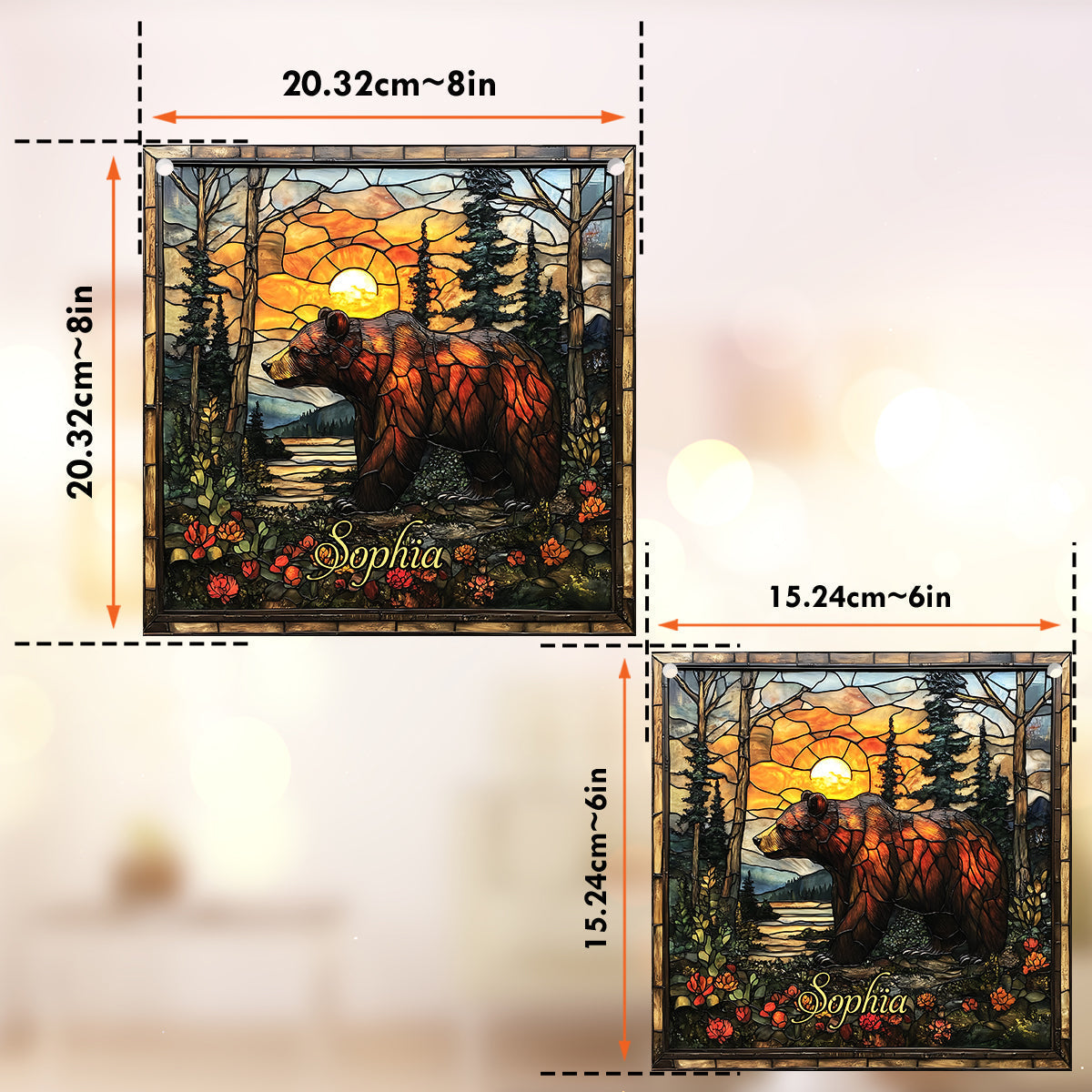 Forest Bear - Personalized Bear Window Hanging Suncatcher Ornament