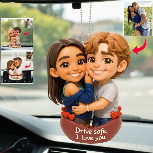 Drive Safe - Personalized Couple Transparent Car Ornament