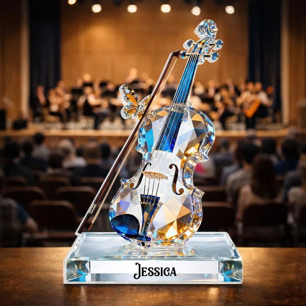 Violin Crystal-Style Shaped Acrylic Block Plaque, Personalized Music Memory Home Accent, Thoughtful Gift For Friend Or Musician