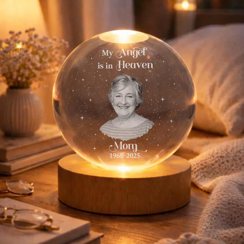 Personalized Globe Lamp Memorial Photo Gift, 'I'm Always With You' Warm Night Light for Mom Remembrance