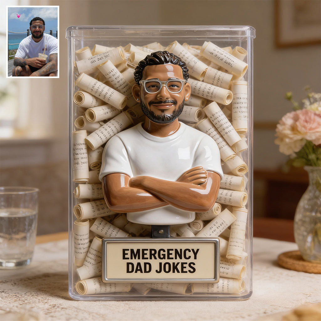 Emergency Dad Jokes Container - Personalized Father Acrylic Pot