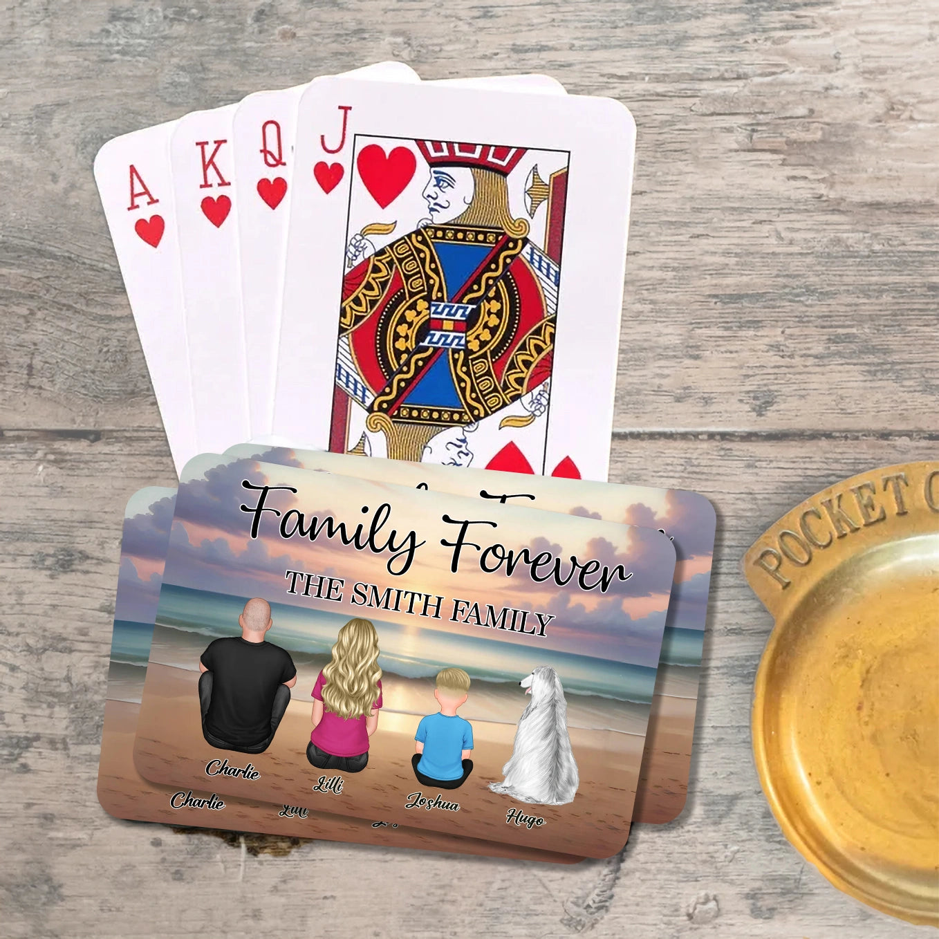 Family Forever Beach Back-View Personalized Playing Cards – Creative Gift for Siblings & Friends