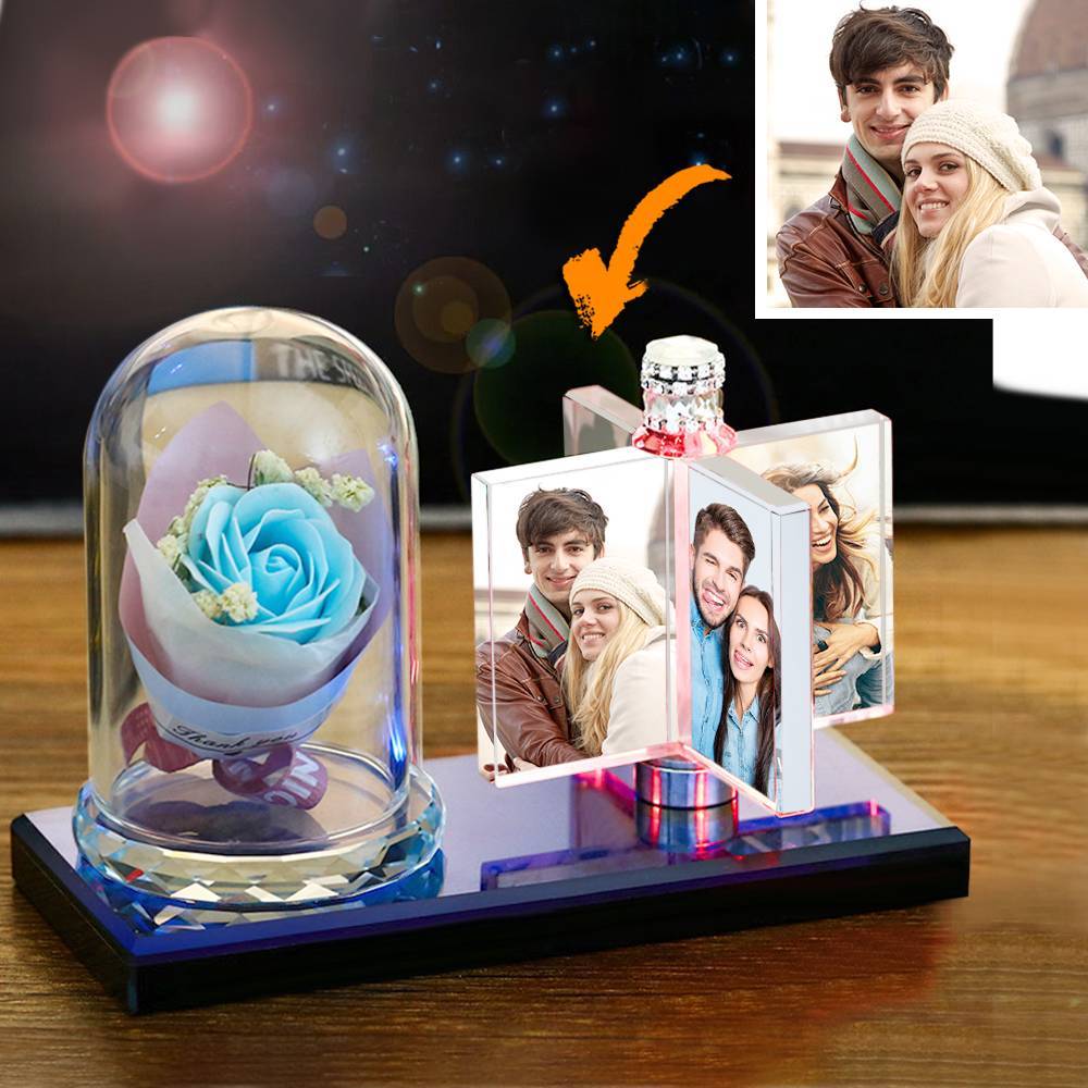 Any Photo - Personalized Rotating Windmill Light Crystal Photo Frame