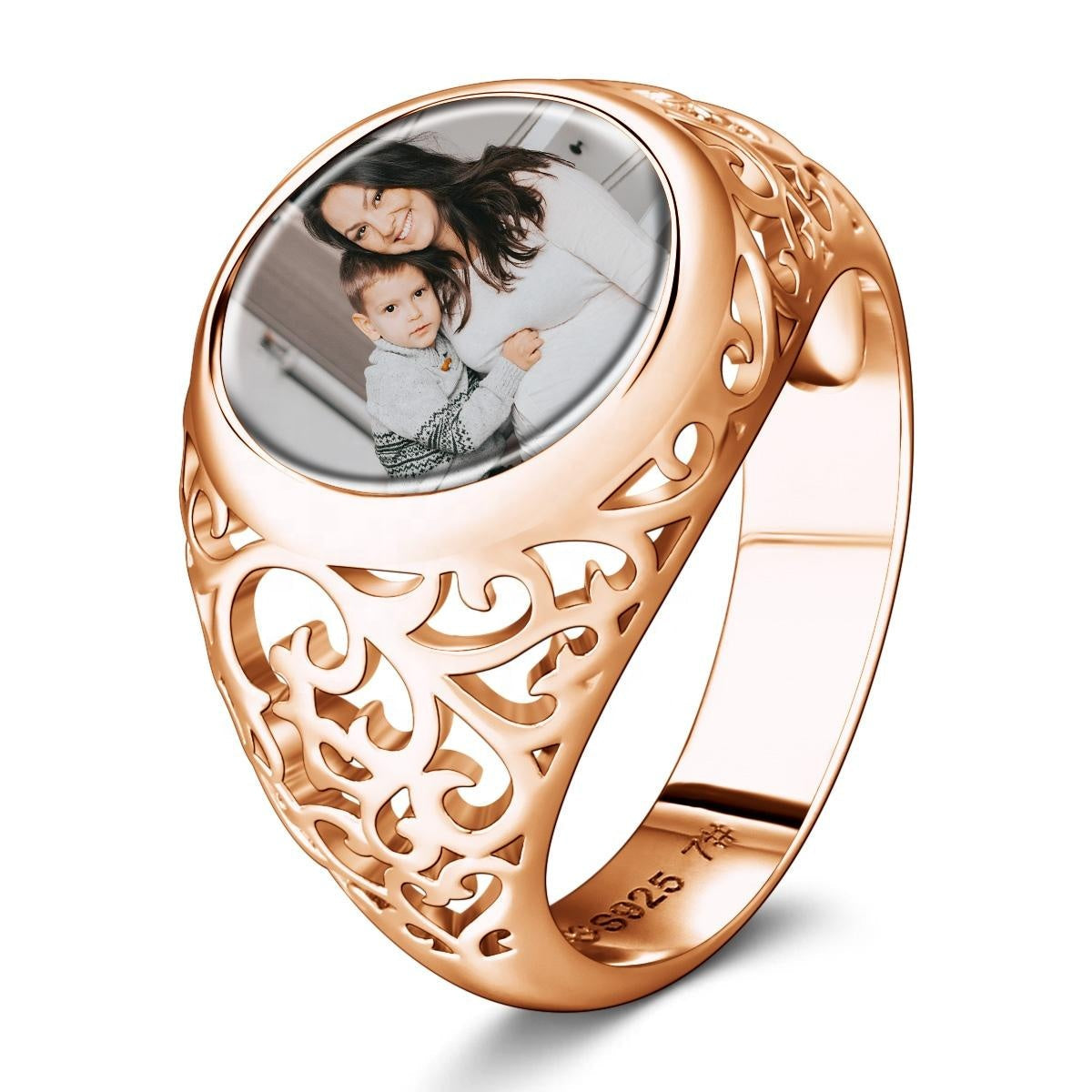 Any Photo - Personalized Round Woman Photo Ring