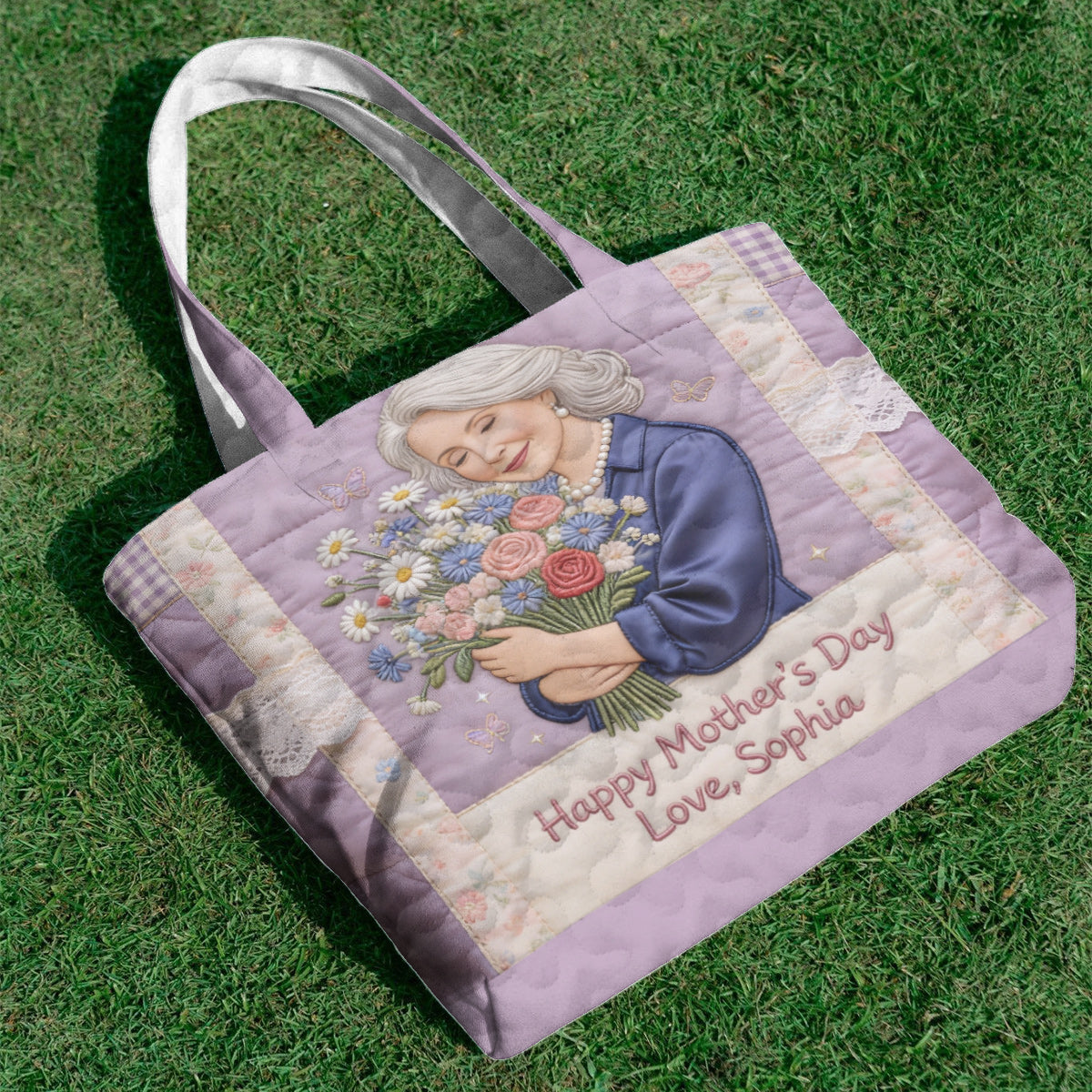 Custom Any Photo - Personalized Mother Quilted Tote Bag