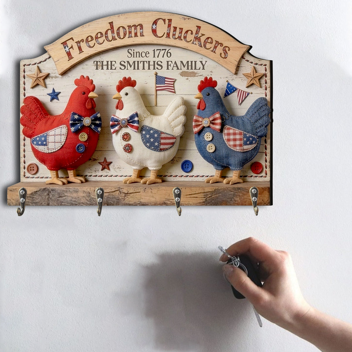 Freedom Cluckers - Personalized Chicken Custom Shaped Hanging Rack