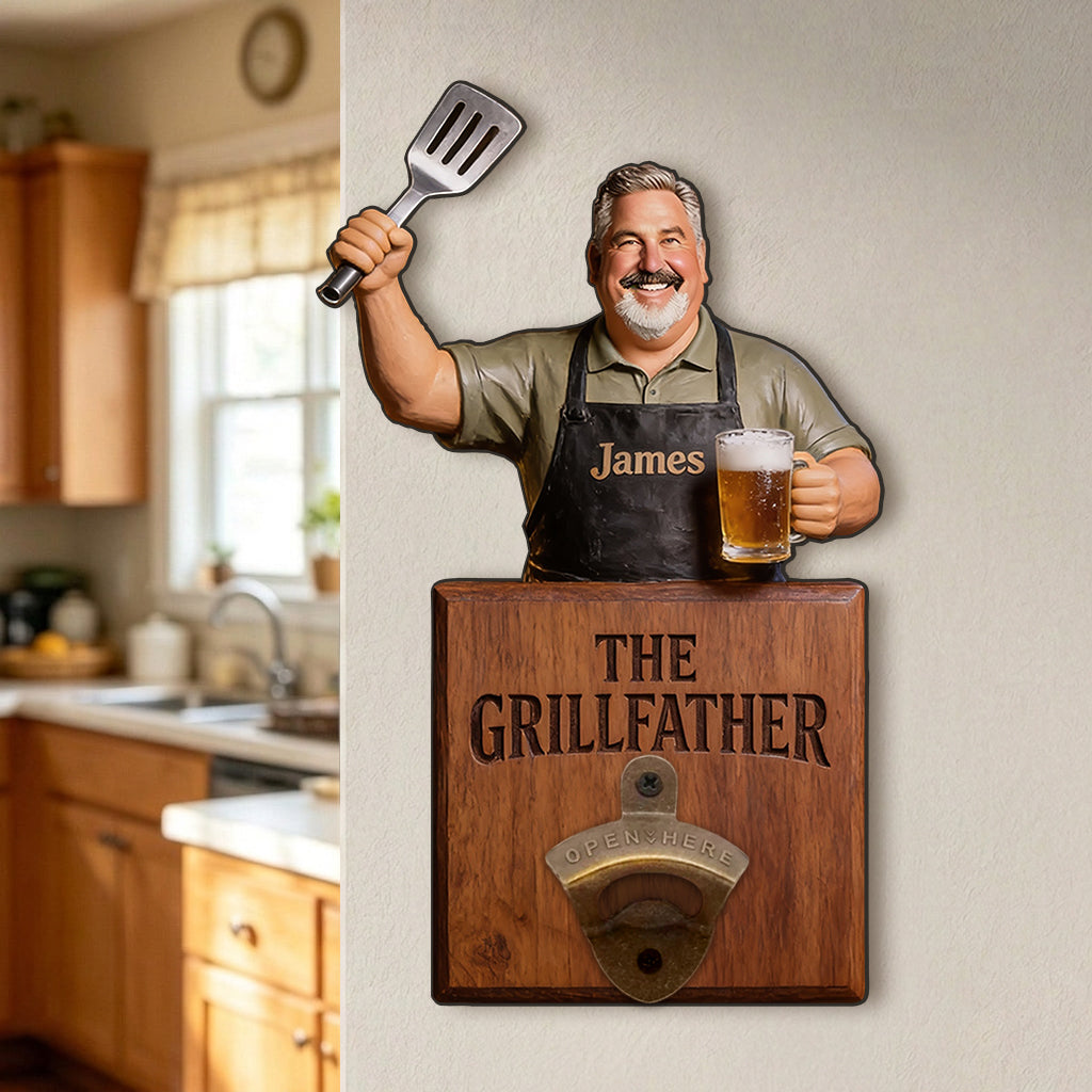 Grill & Brew - Personalized Father Wall Bottle Opener