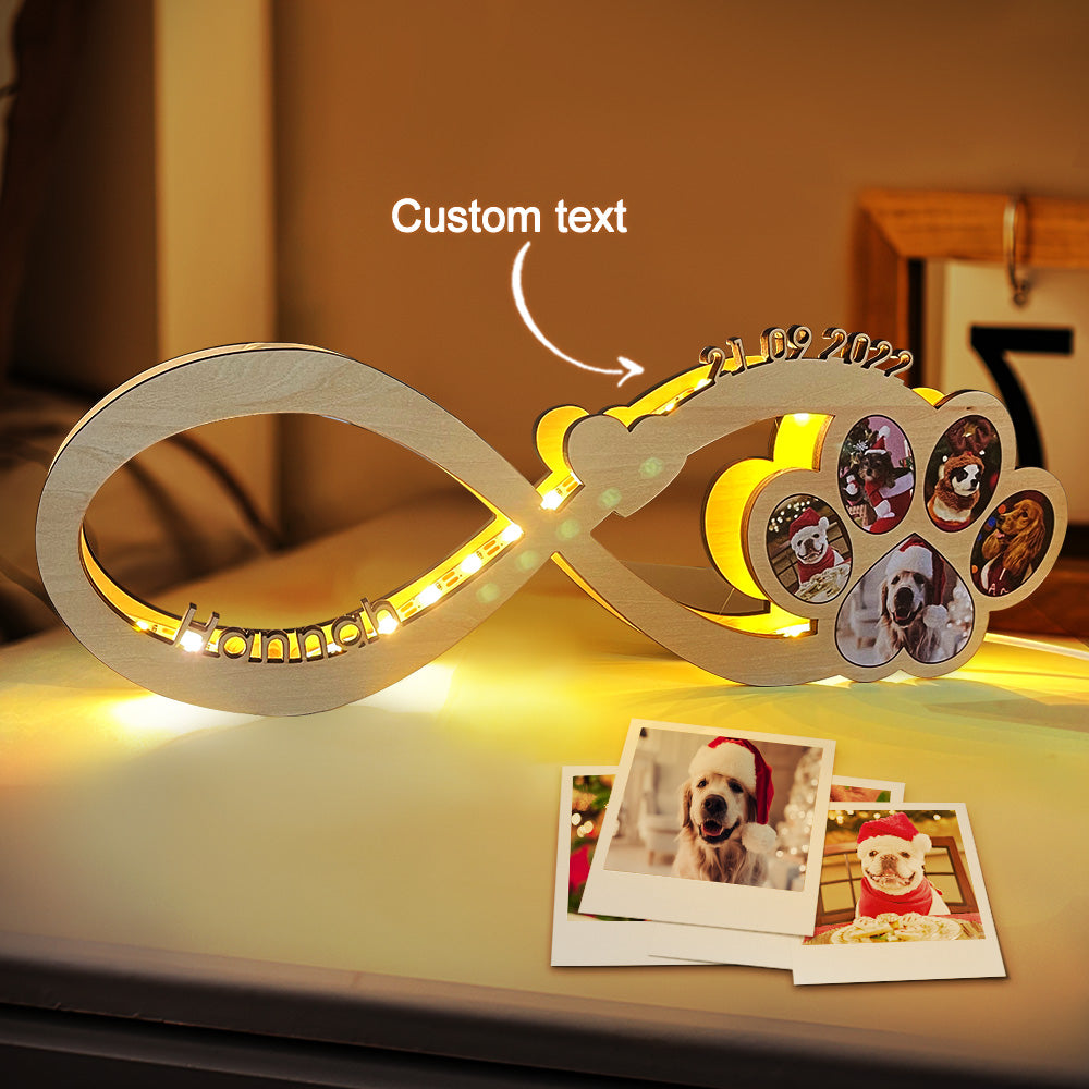 Custom Photo Paw Infinity Photo Paw Infinity Lamp - Gift for dog lovers, who lost cat - Personalized Lamp