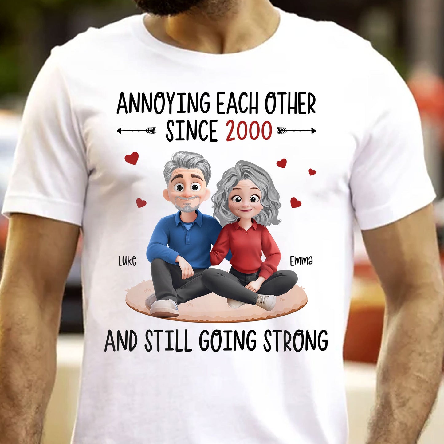 Funny Couple Cartoon Classic Tee, playful love design for partners, perfect as a thoughtful gift and everyday wear