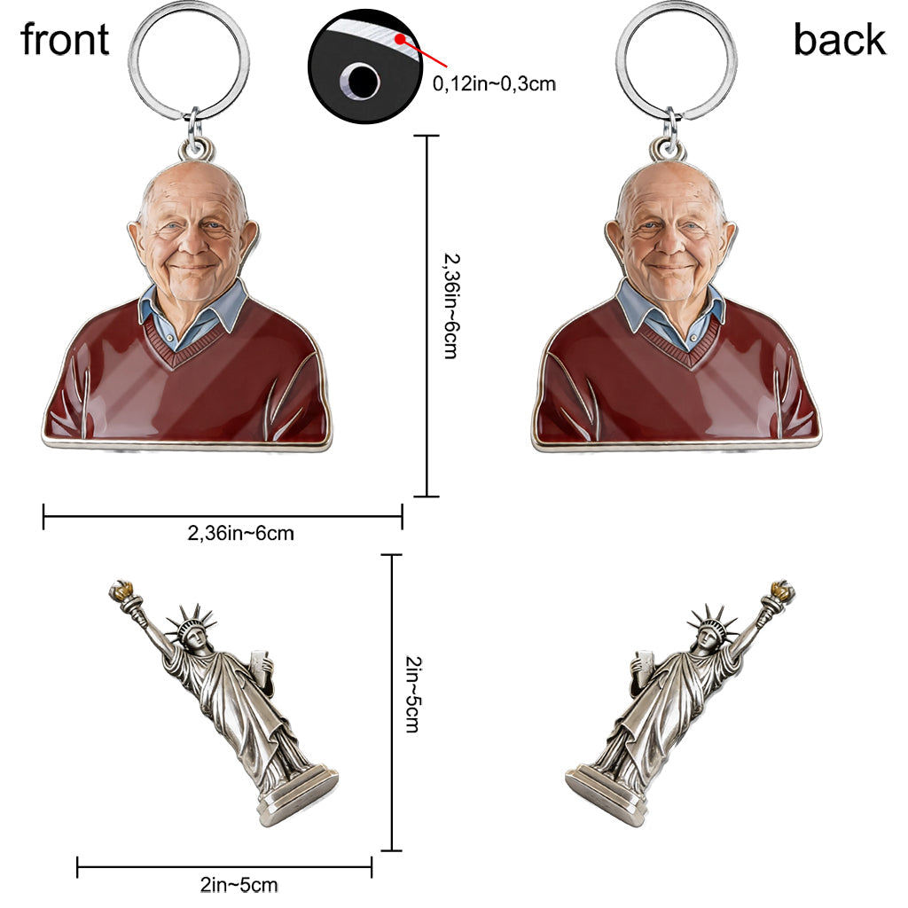 Custom Any Photo - Personalized Patriot Premium Keychain With Charms