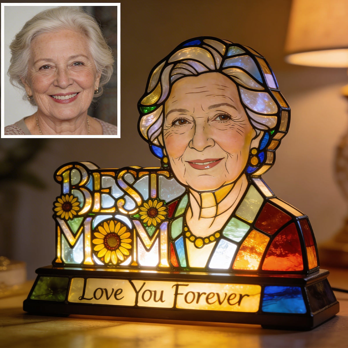 Custom From Photo Mom Grandma Flower - Personalized Mother Acrylic LED Night Light