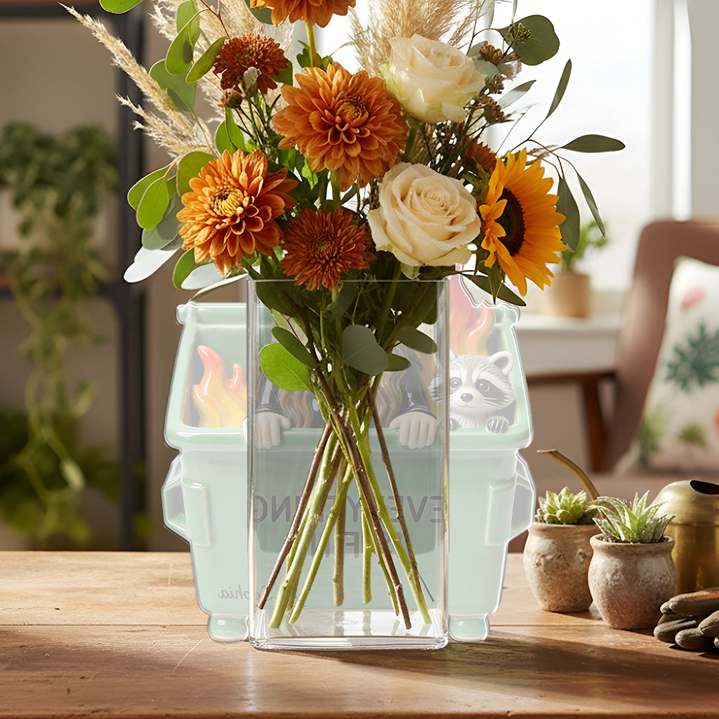 Dumpster Fire Everything Is Fine - Personalized Colleague Acrylic Pot