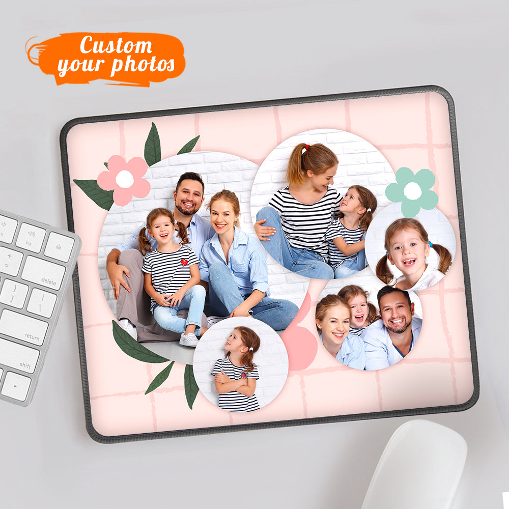 Any Photo - Personalized Photo Pink Flower Mouse Pad