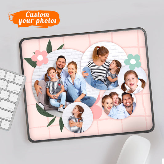 Any Photo - Personalized Photo Pink Flower Mouse Pad