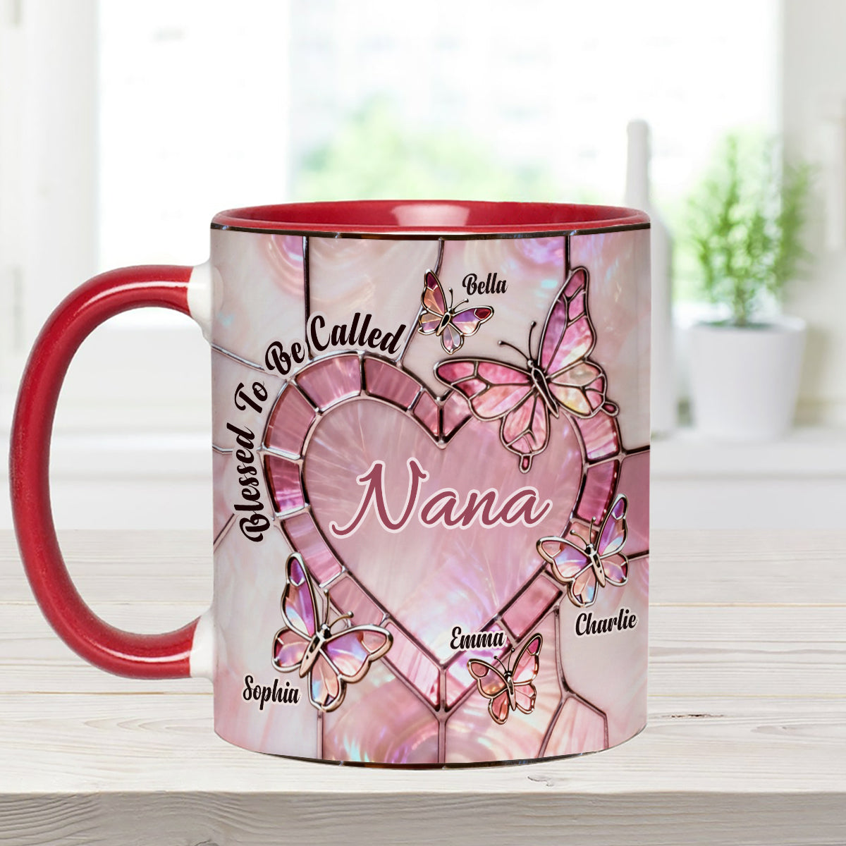 Blessed To Be Called Nana Mama Gigi Grandma - Personalized Grandma Set Accent Mug with Acrylic Stirrers