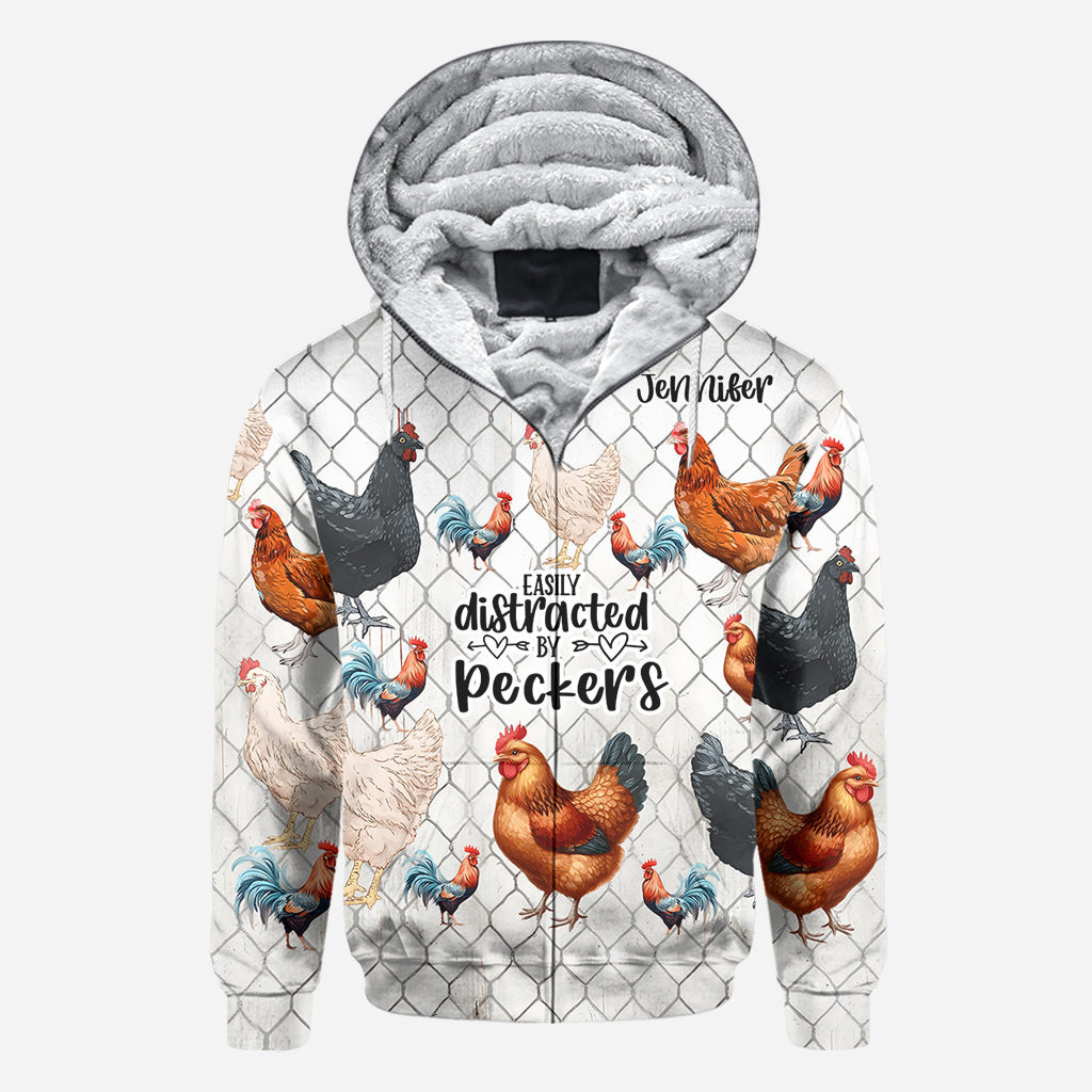 Easily Distracted by Peckers - Personalized Chicken All Over Shirt