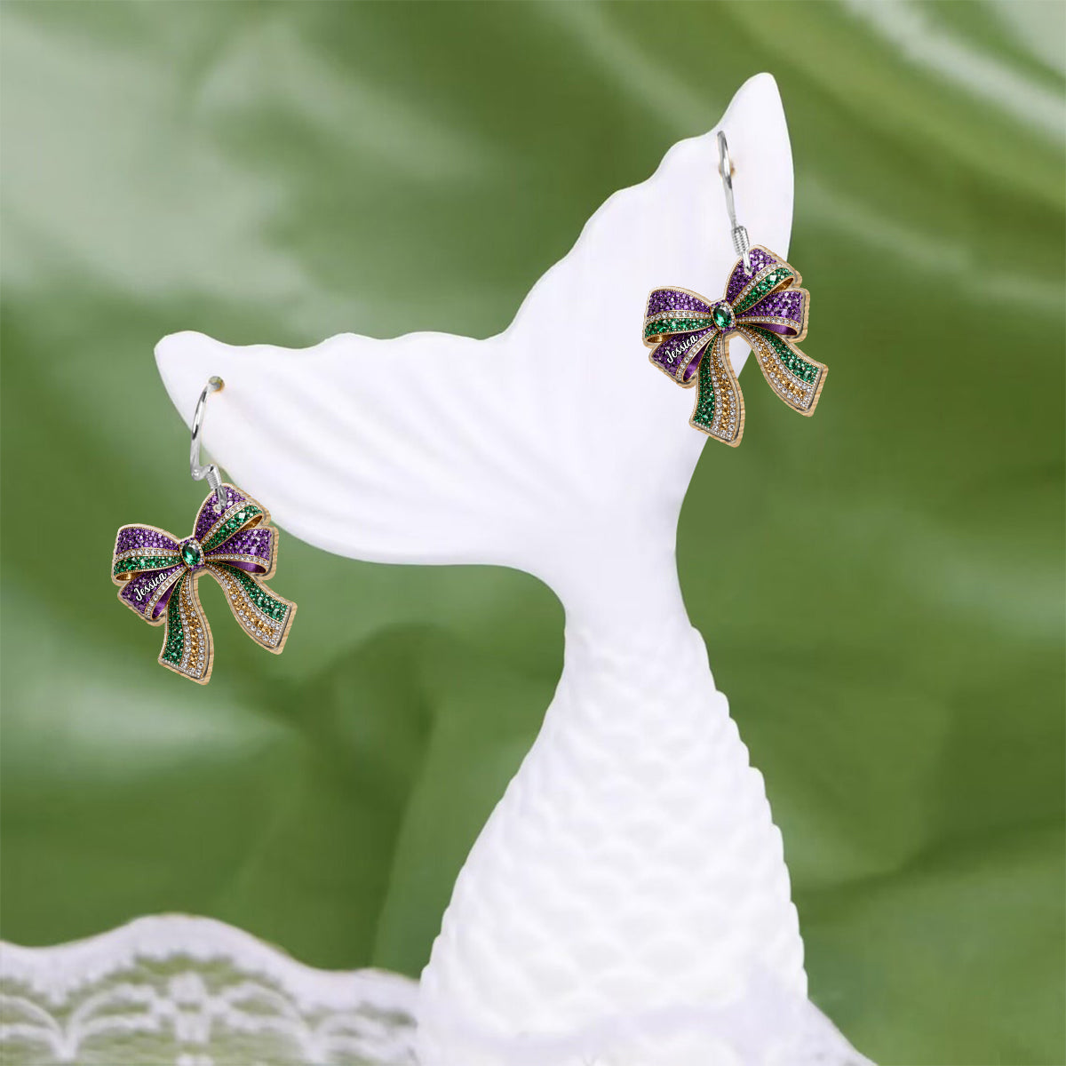 It's Mardi Gras Y'all - Personalized Mardi Gras Earrings