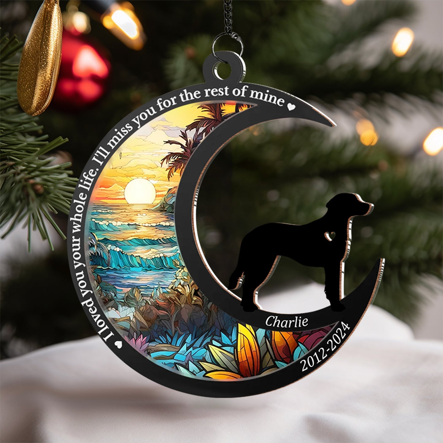 Memorial Personalized Custom Wood and Acrylic Layered Ornament - Sympathy Gift For Dog Lovers