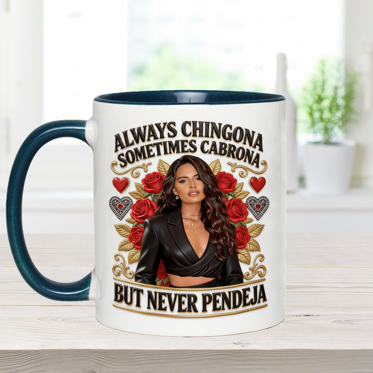 Latina Vibes, Always Chingona - Personalized Latina Women Set Accent Mug with Acrylic Stirrers