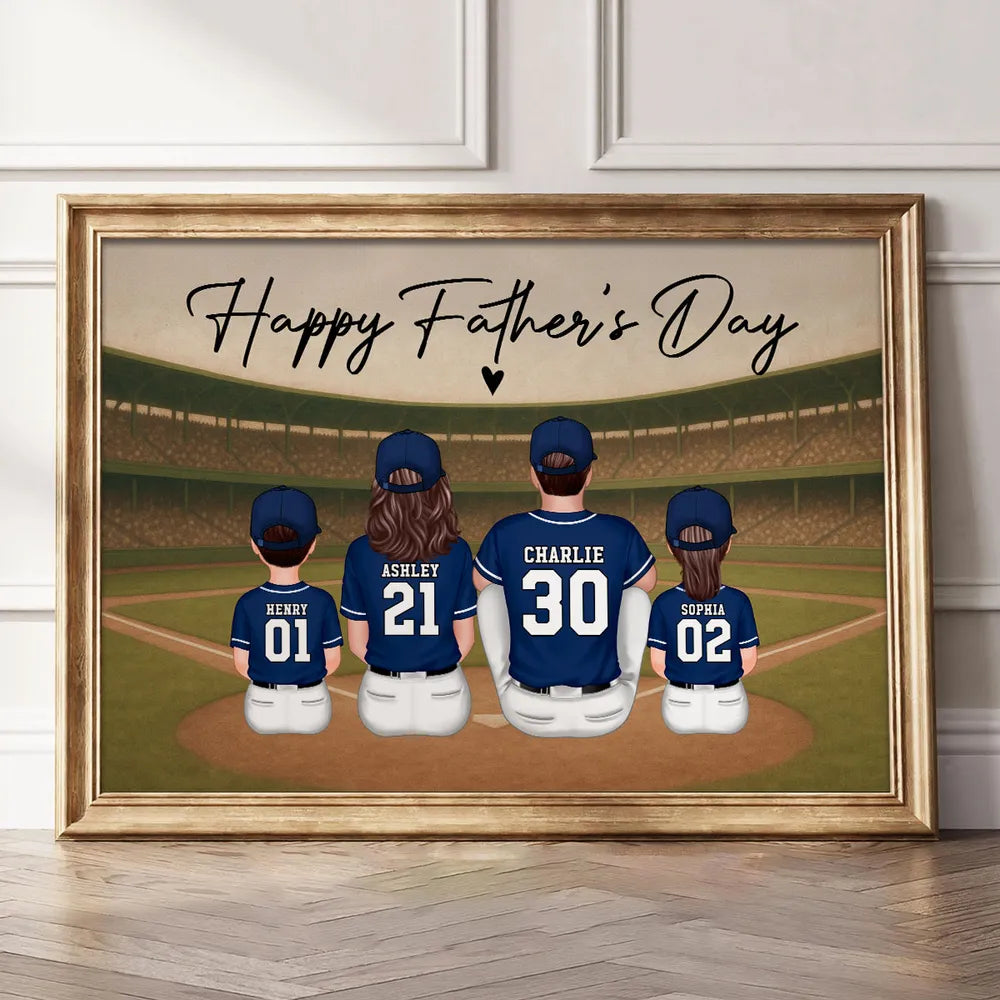 “Daddy’s Dream Team” Personalized Baseball Poster / Canvas – Home-Run Father’s Day Gift