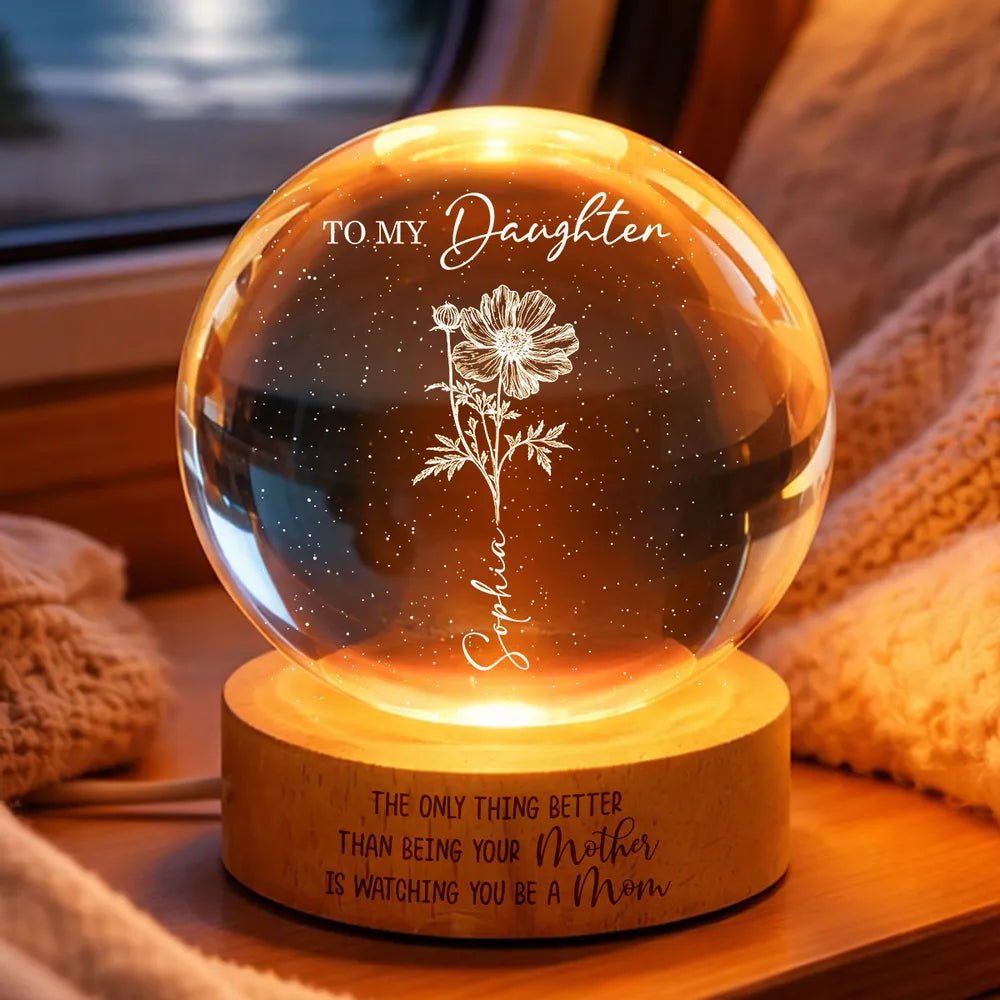 Personalized Globe Lamp for Daughter - 'Watching You Be a Mom' Warm Night Light, Unique Mother's Day Gift