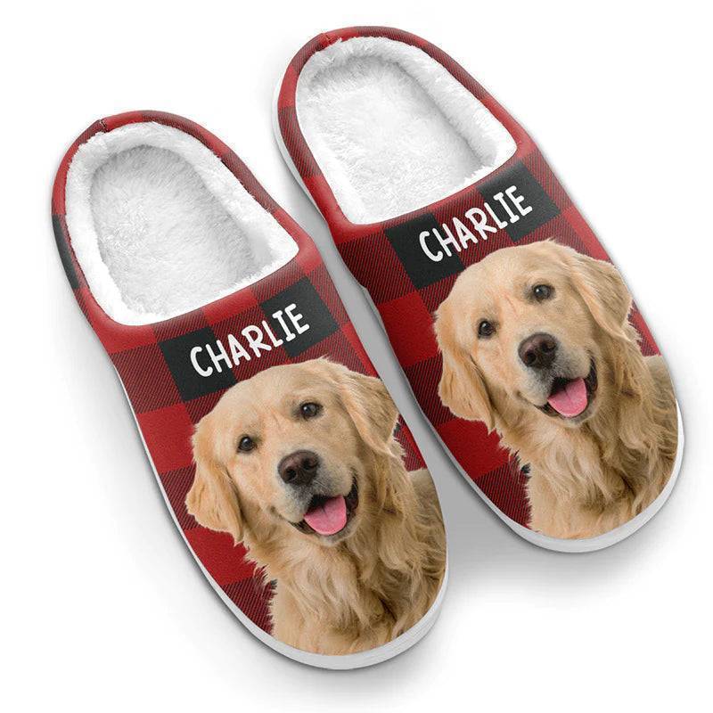 Custom Photo Happiness Is A Warm Puppy - Dog & Cat Personalized Custom Fluffy Slippers - Gift For Pet Owners, Pet Lovers