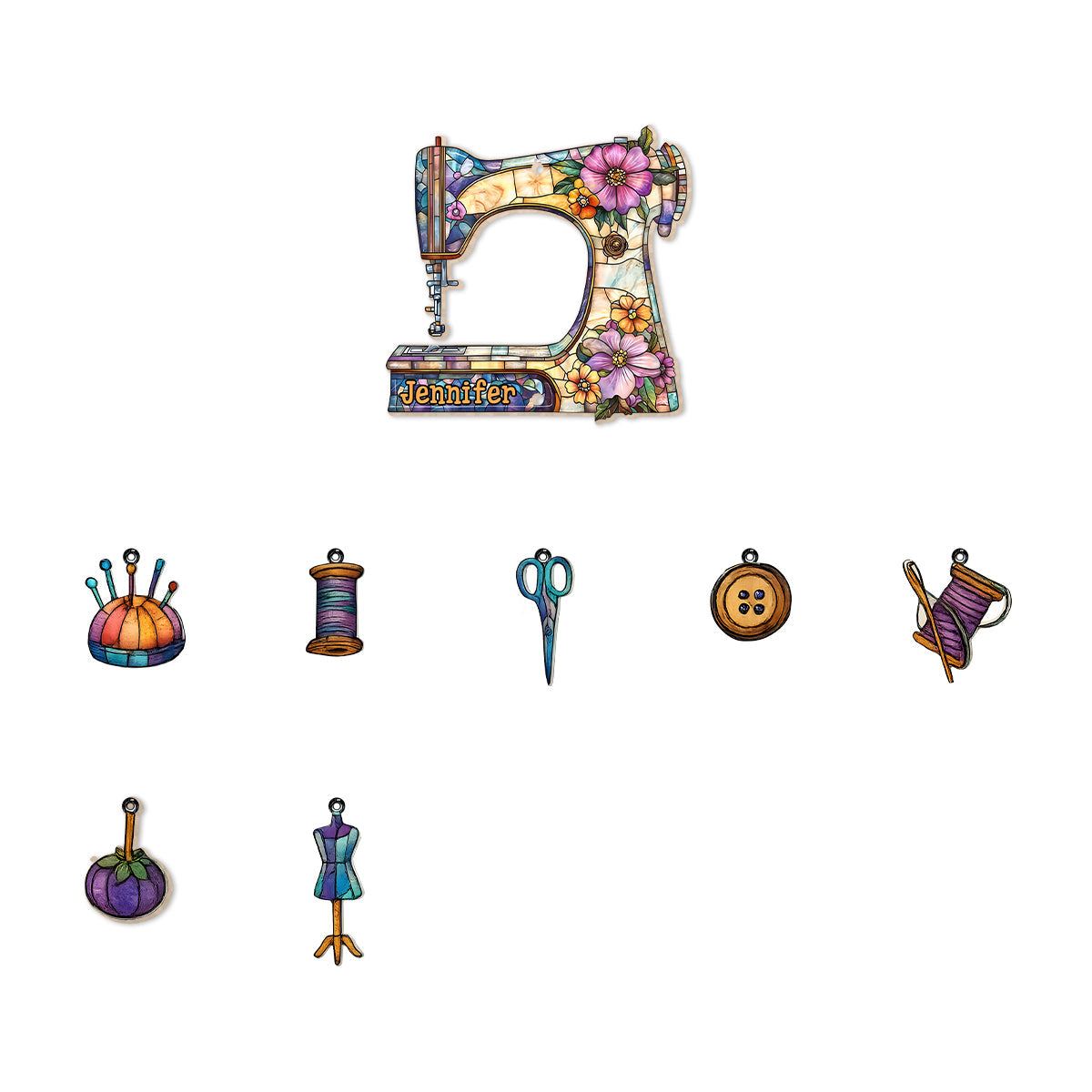 Beautiful Sewing Machine - Personalized Sewing Wind Chime With Charms