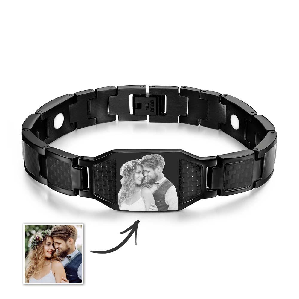 Any Photo - Personalized Photo ID Bar Men's Bracelet Bangle