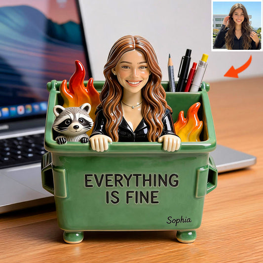 Dumpster Fire Everything Is Fine - Personalized Colleague Acrylic Pot