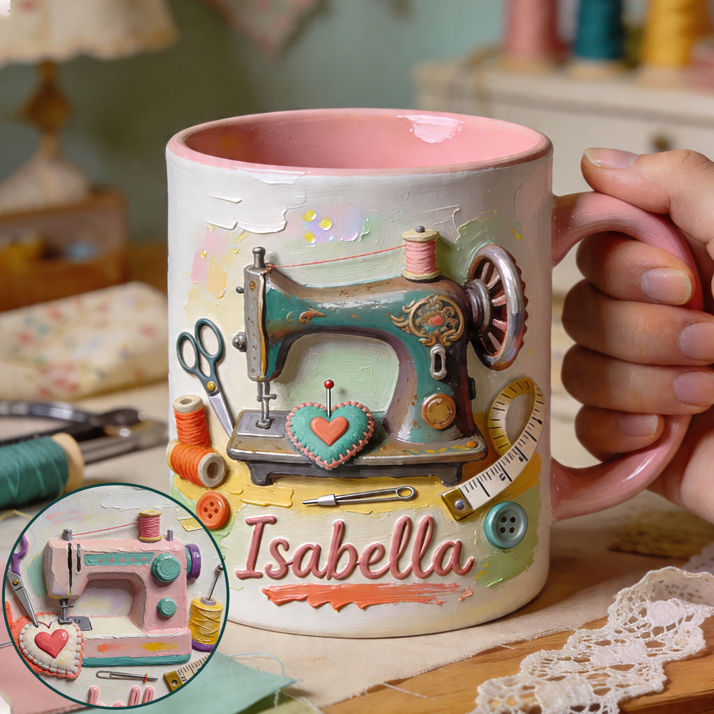 Just a Girl Who Loves Sewing - Personalized Sewing Accent Mug & Coaster