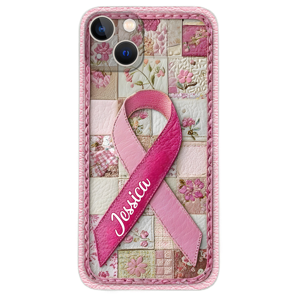 Breast Cancer Awareness - Personalized Breast Cancer Awareness Leather Phone Case