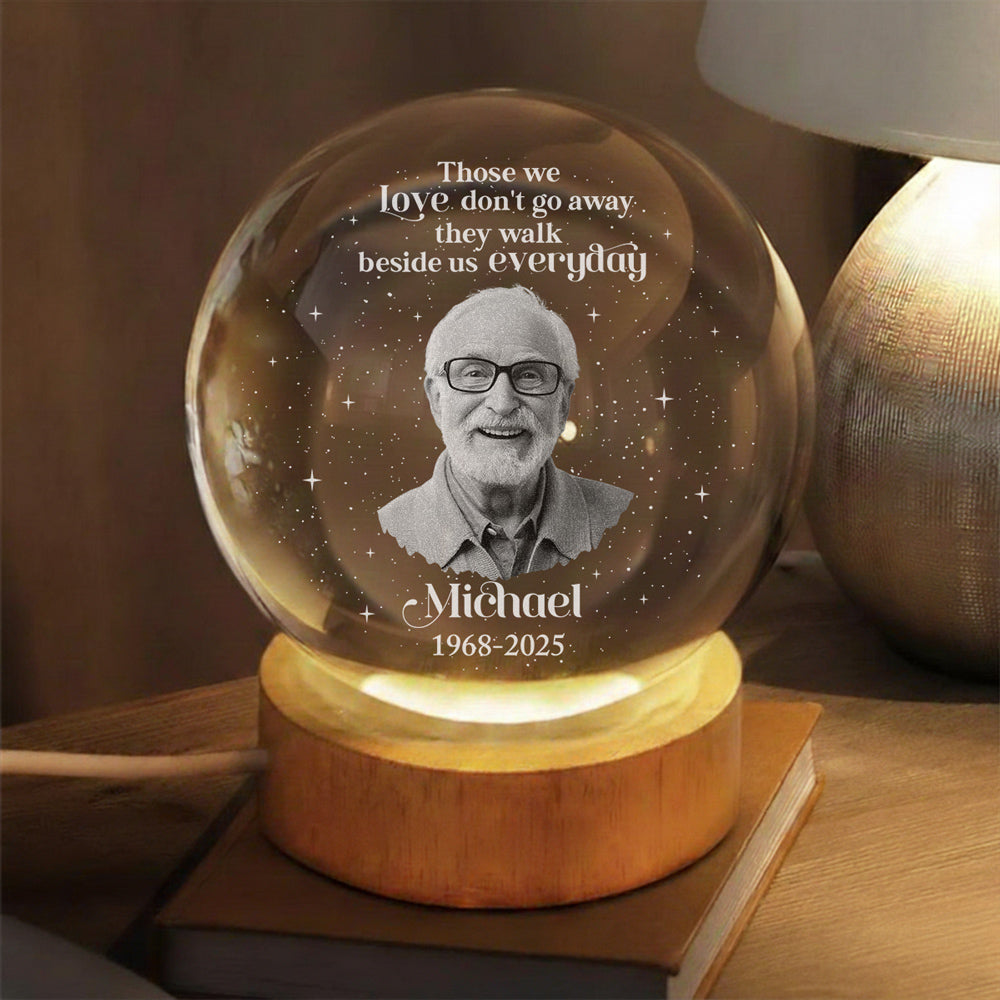 Personalized Globe Lamp Memorial Photo Gift, 'I'm Always With You' Warm Night Light for Mom Remembrance