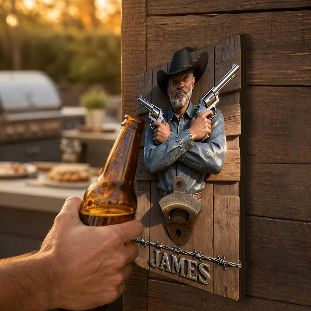 Custom Any Photo - Personalized Western Outfit Wall Bottle Opener