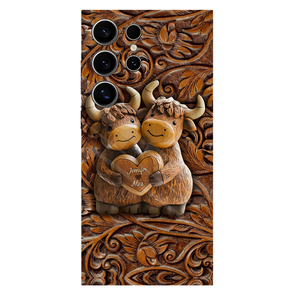 Cute Highland Cow Couple - Personalized Highland Cow Full Print Phone Case