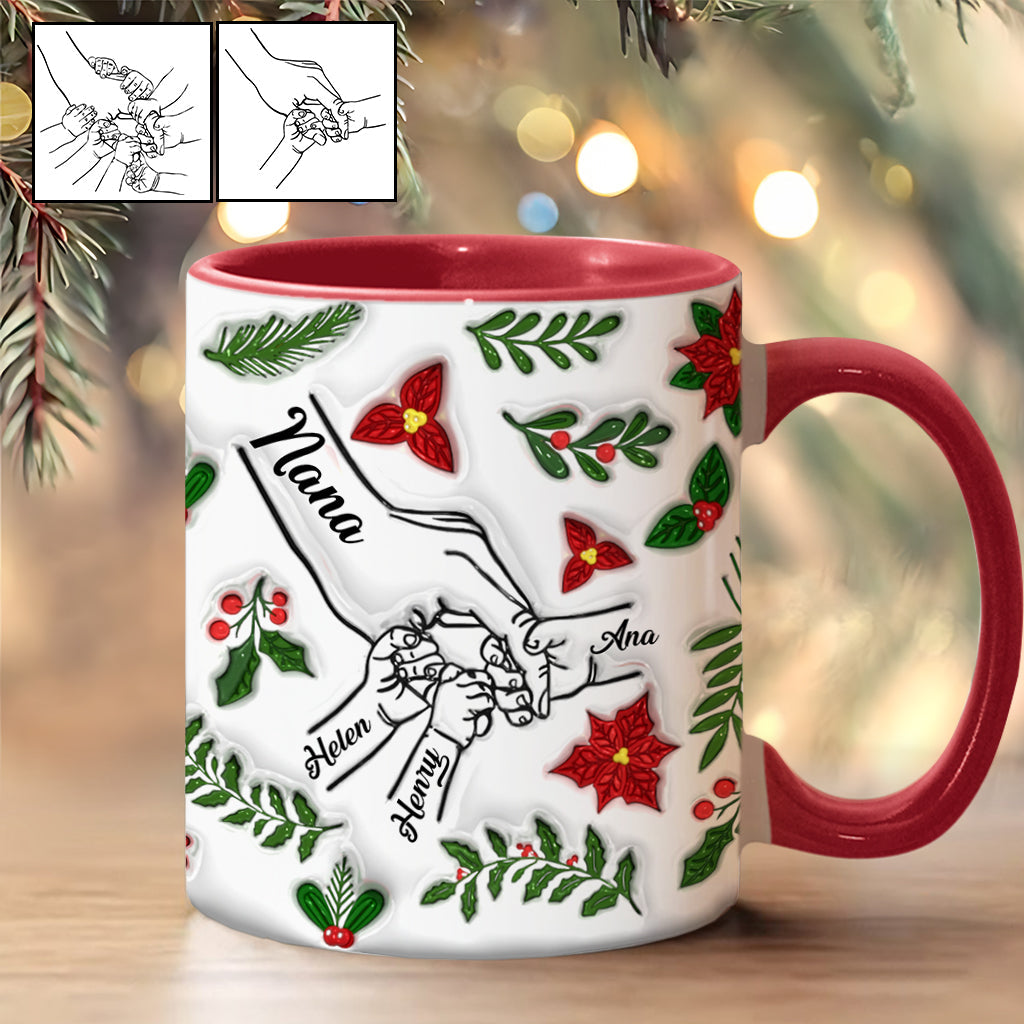 Hold My Hand, Hold My Heart - Personalized Grandma Accent Mug