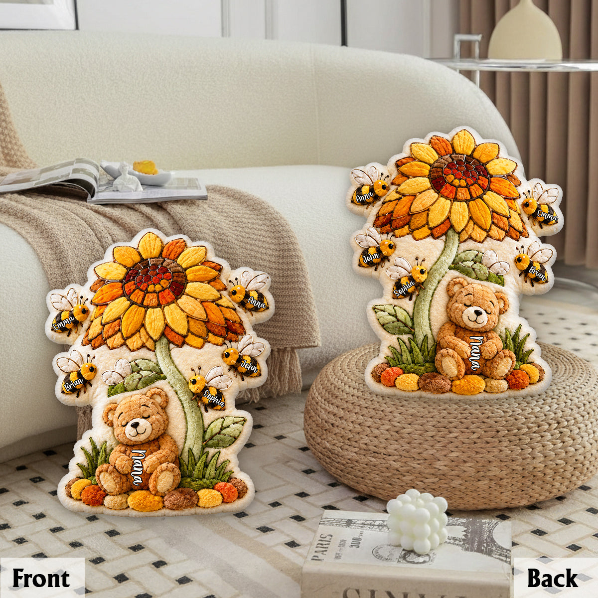 Grandma’s Blooming Love - Gift for Mother, Nana - Personalized Grandma Premium Faux Fur Pillow