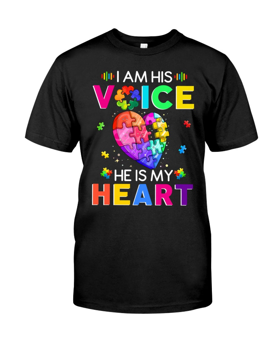 I Am His Voice He Is My Heart - Autism Awareness T-shirt and Hoodie 0921