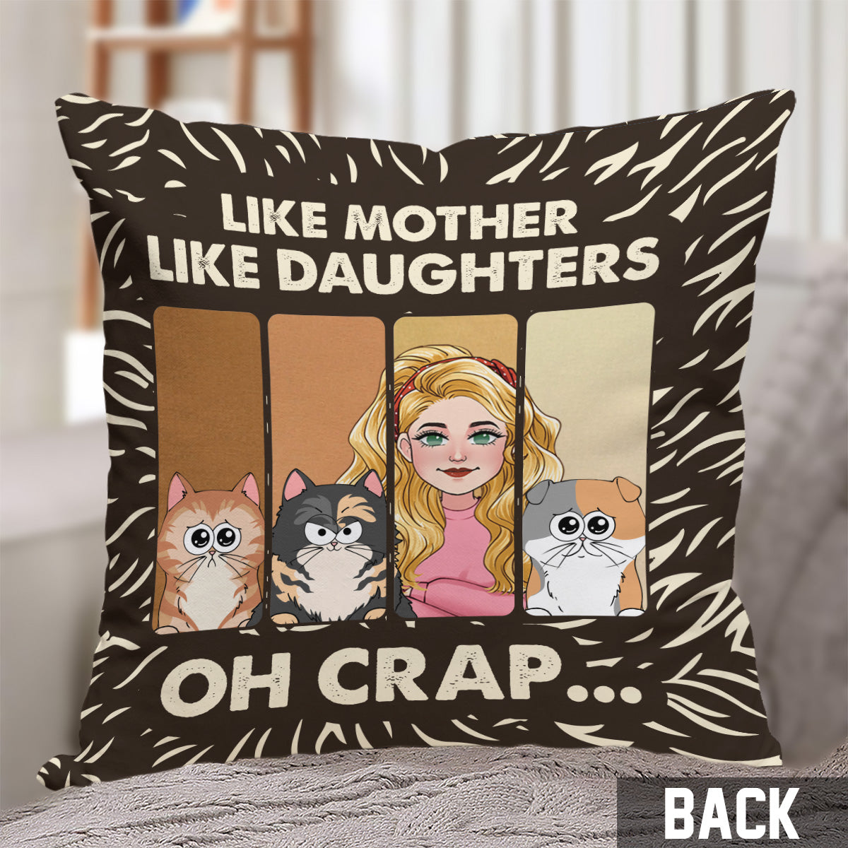 Like Mother Father Like Daughter Son Cats Dogs Pet Lover - Personalized Cat Throw Pillow
